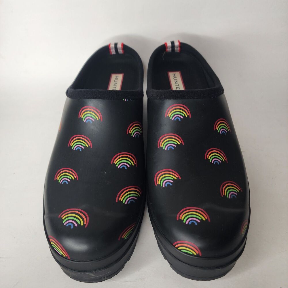 Hunter Play Mini Rainbow Print Clogs Platform Slip On Shoes Womens 10 - Picture 2 of 13